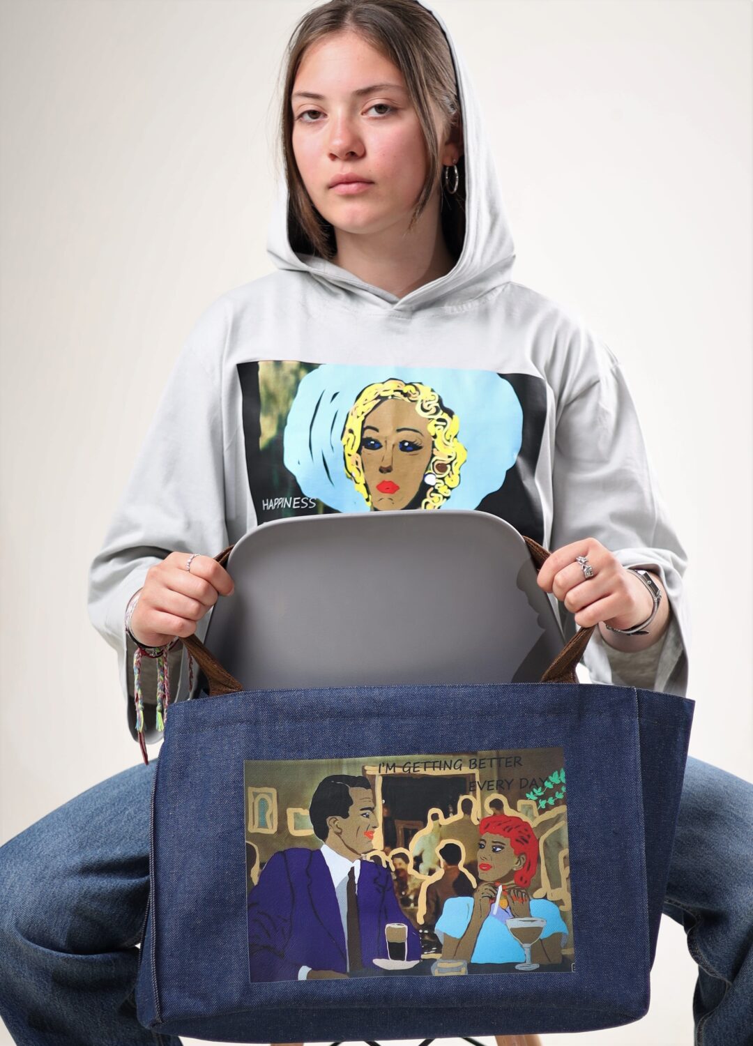 Neon Art | Hoodie | HAPPINESS DEPENDS UPON OURSELVES - Image 2