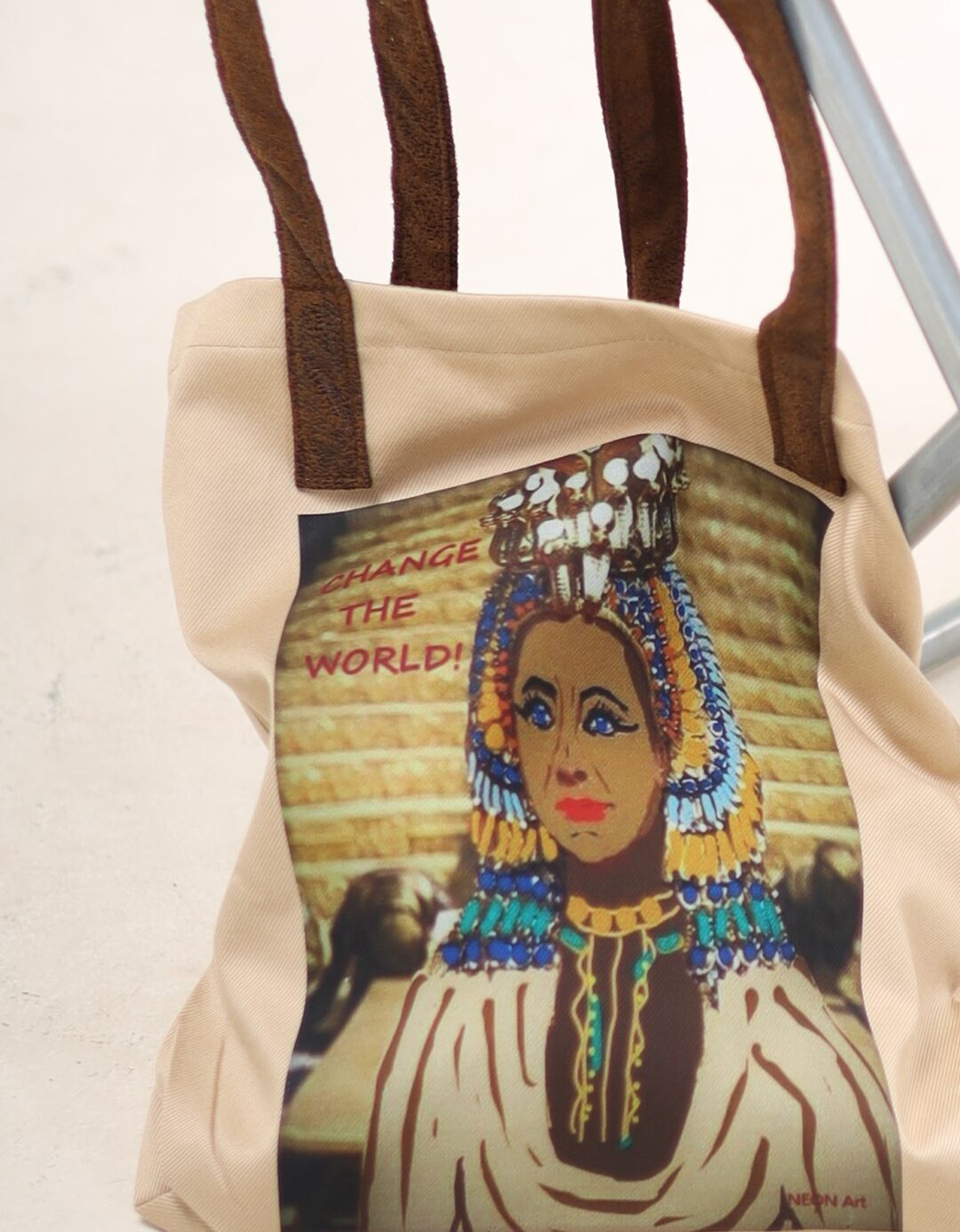 Neon art | Shoulder tote bag | CHANGE THE WORLD